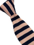 knitted tie in navy dark blue and baby light pink stripes