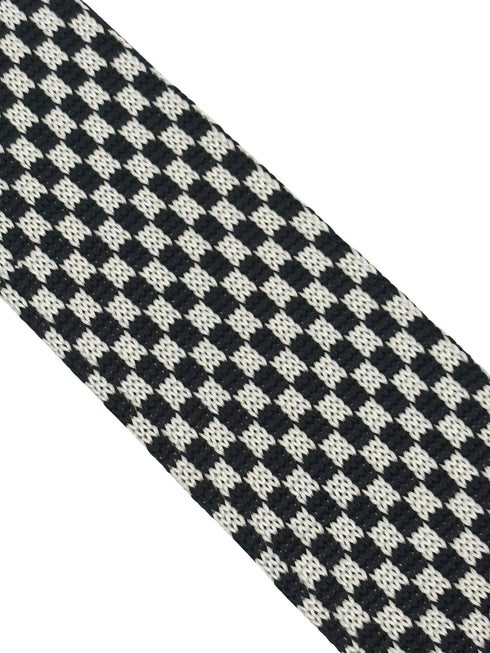 knitted tie with black and white check design