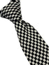 knitted tie with black and white check design