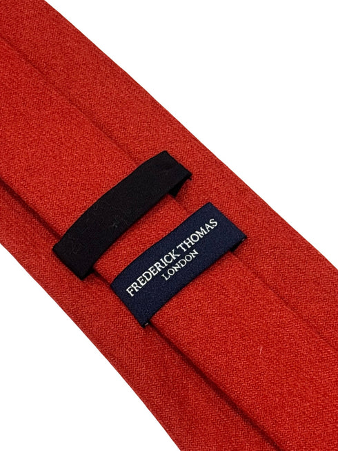 100% wool mens tie in orange burnt copper terracotta