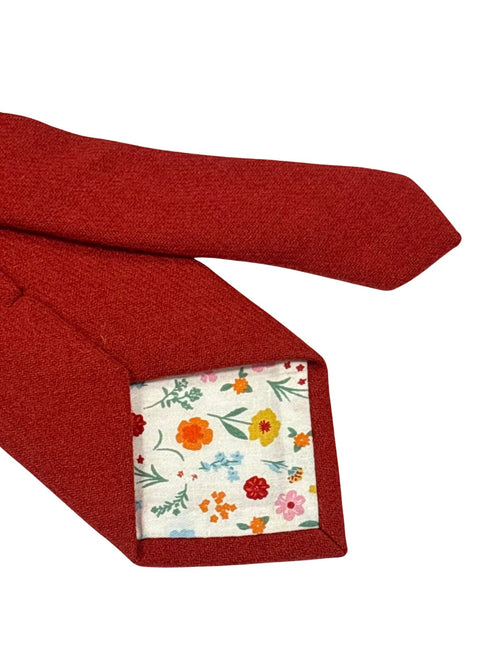 100% wool mens tie in orange burnt copper terracotta