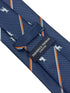 navy tie with bull silhouette  and striped design