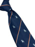navy tie with bull silhouette  and striped design