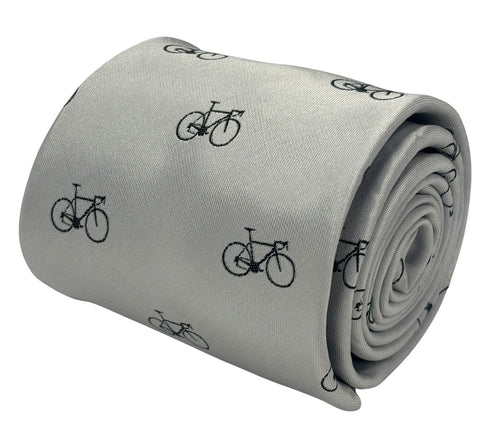white tie with black bicycle design