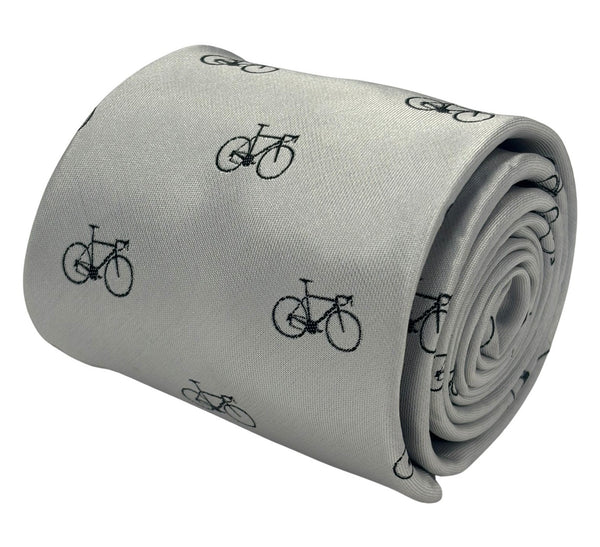 white tie with black bicycle design
