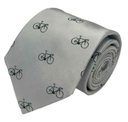 white tie with black bicycle design