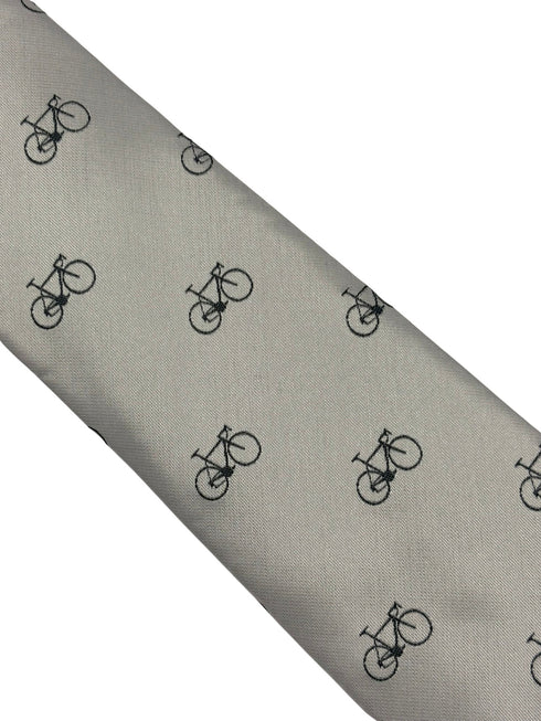 white tie with black bicycle design