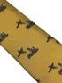 mustard tie with hunting dog and pheasant design