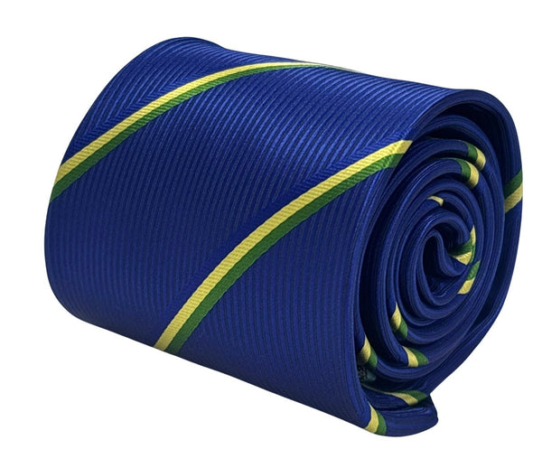 royal blue tie with yellow and green stripes