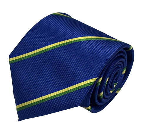 royal blue tie with yellow and green stripes
