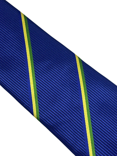 royal blue tie with yellow and green stripes