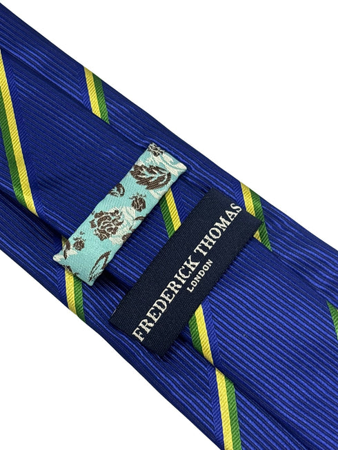 royal blue tie with yellow and green stripes