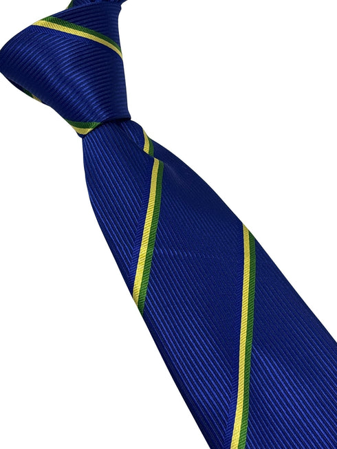 royal blue tie with yellow and green stripes