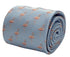 light blue and white pin striped tie with pink flamingo design