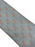 light blue and white pin striped tie with pink flamingo design