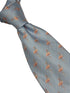 light blue and white pin striped tie with pink flamingo design