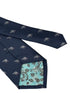 navy blue tie with embroidered rat design