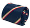 navy tie with gold yellow, white and  red stripe
