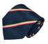 navy tie with gold yellow, white and  red stripe