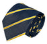 midnight grey blue tie with yellow and fine white club stripe