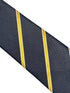 midnight grey blue tie with yellow and fine white club stripe