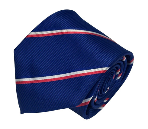 royal blue tie with red and white stripes