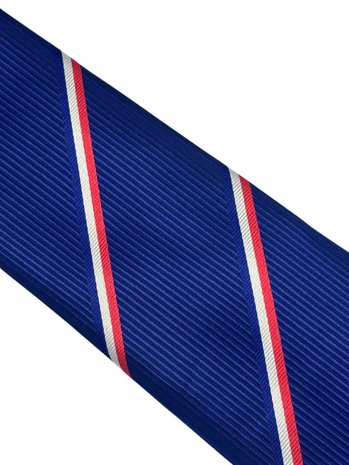 royal blue tie with red and white stripes