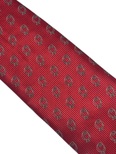 red tie with plaice style fish design