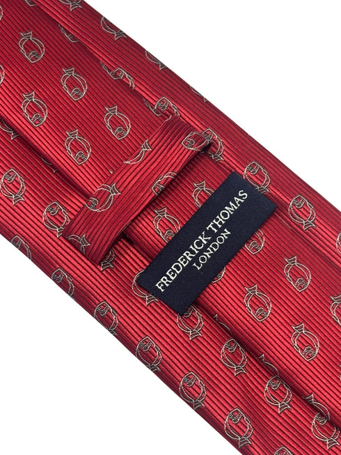 red tie with plaice style fish design