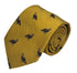 mustard yellow tie with embroidered grouse design