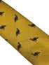 mustard yellow tie with embroidered grouse design