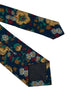 navy blue tie cotton tie with yellow geraniums in a vintage 1940s style