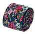 navy blue tie with floral rose design in a vintage 1940s style