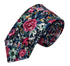 navy blue tie with floral rose design in a vintage 1940s style