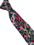 navy blue tie with floral rose design in a vintage 1940s style
