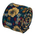 navy blue tie cotton tie with yellow geraniums in a vintage 1940s style