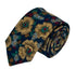 navy blue tie cotton tie with yellow geraniums in a vintage 1940s style