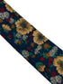 navy blue tie cotton tie with yellow geraniums in a vintage 1940s style
