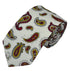 white tie with a red and yellow paisley design