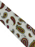 white tie with a red and yellow paisley design
