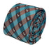 turquoise  and brown plaid gingham tie with Scottish Terrier design.