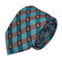 turquoise  and brown plaid gingham tie with Scottish Terrier design.
