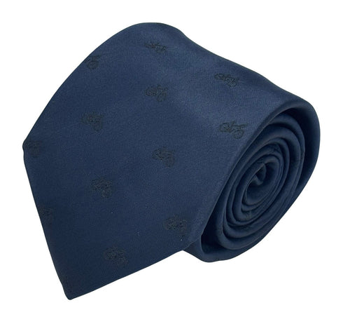 navy dark blue tie with bike bicycle embroidered design