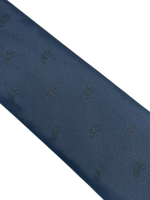 navy dark blue tie with bike bicycle embroidered design