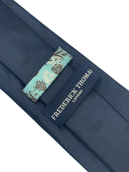 navy dark blue tie with bike bicycle embroidered design