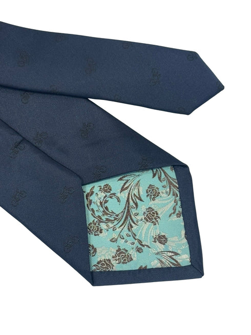 navy dark blue tie with bike bicycle embroidered design