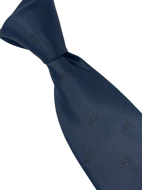 navy dark blue tie with bike bicycle embroidered design