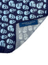 navy pocket square with light blue skulls design