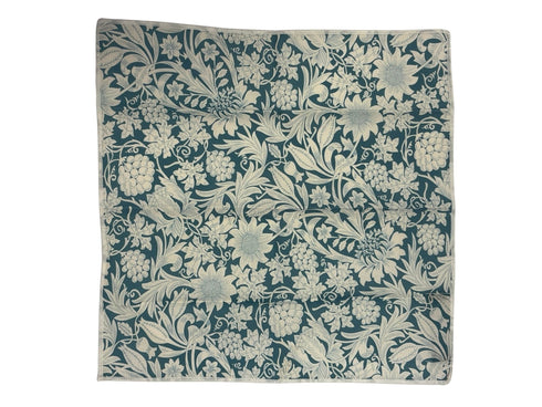 medium duck egg blue damask style floral cotton pocket square