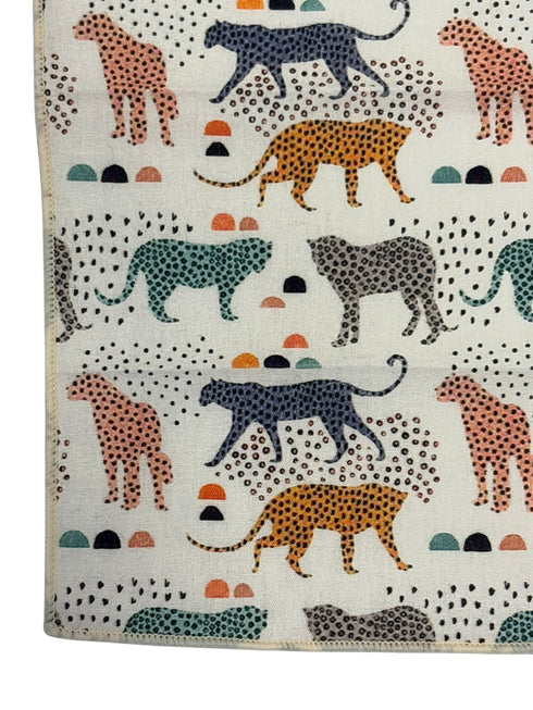 cream cotton pocket square with jungle cheetah design